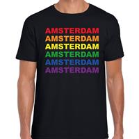 Bellatio Decorations Regenboog Amsterdam gay pride zwart t-shirt voor dames