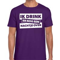 Bellatio Decorations Ik drink er nog een nachtje over tekst t-shirt paars heren -