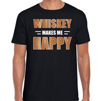 Bellatio Decorations Whiskey makes me happy drank t-shirt / kleding zwart voor dames