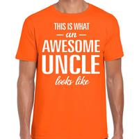 Bellatio Decorations Awesome Uncle / oom cadeau t-shirt oranje heren -