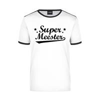 Bellatio Decorations Super meester wit/zwart ringer t-shirt voor heren