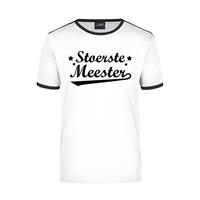 Bellatio Decorations Stoerste meester wit/zwart ringer t-shirt voor heren