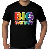 Bellatio Decorations Grote maten Big gay boy regenboog gay pride t-shirt zwart heren -