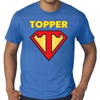 Bellatio Decorations Grote maten Super Topper logo t-shirt blauw heren -