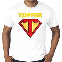 Bellatio Decorations Grote maten Super Topper logo t-shirt wit heren -
