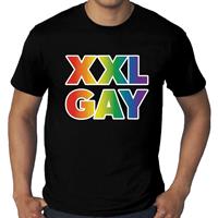 Bellatio Decorations Grote maten Gay regenboog gay pride t-shirt zwart heren -