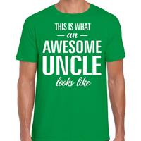Bellatio Decorations Awesome Uncle / oom cadeau t-shirt groen heren -