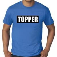 Bellatio Decorations Grote maten Topper in kader t-shirt blauw heren -