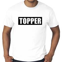 Bellatio Decorations Grote maten Topper in kader t-shirt wit heren -