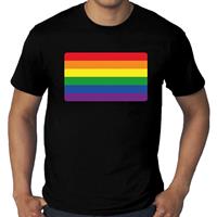 Bellatio Decorations Grote maten regenboog vlag gay pride t-shirt zwart heren -