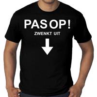 Bellatio Decorations Grote maten PAS OP zwenkt uit fun tekst t-shirt zwart heren -