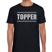 Bellatio Decorations Topper t-shirt zwart met zilveren glitters heren -