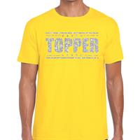 Bellatio Decorations Topper t-shirt geel met zilveren glitters heren -