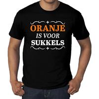 Bellatio Decorations Grote maten Oranje is voor sukkels shirt zwart heren -