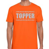 Bellatio Decorations Topper t-shirt oranje met zilveren glitters heren -