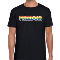 Bellatio Freedom gaypride t-shirt - regenboog t-shirt Zwart