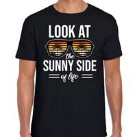 Bellatio Decorations Sunny side feest t-shirt / shirt look at the sunny side of life zwart voor heren