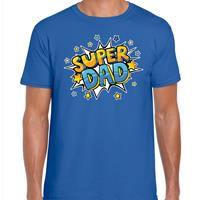 Bellatio Decorations Super dad cadeau t-shirt voor papa blauw voor heren