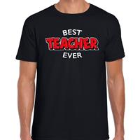 Bellatio Decorations Best teacher ever meester cadeau t-shirt / shirt zwart voor heren