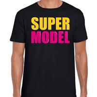 Bellatio Decorations Super model fun tekst t-shirt zwart heren -