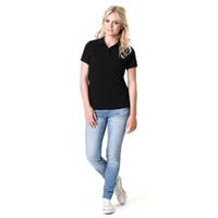 Lemon & Soda Dames basic poloshirt - zwart - korte mouw - getailleerd - katoen -