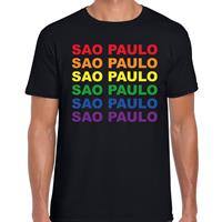 Bellatio Decorations Regenboog Sao Paulo gay pride zwart t-shirt voor dames