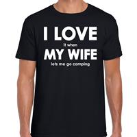Bellatio Decorations I love it when my wife lets me go camping cadeau t-shirt zwart heren -