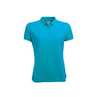 Lemon & Soda Dames basic poloshirt - turqouise blauw - korte mouw - getailleerd - katoen -