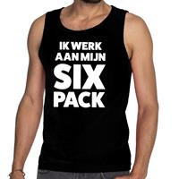 Bellatio Ik werk aan mijn SIX Pack tekst tanktop / mouwloos shirt Zwart