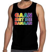 Bellatio Decorations Gaan met die banaan gaypride tanktop zwart heren -