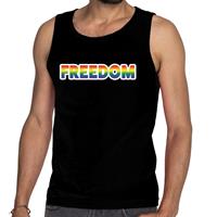 Bellatio Decorations Freedom gay pride tanktop/mouwloos shirt zwart heren -