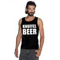 Bellatio Decorations Knuffel beer tekst singlet shirt/ tanktop zwart heren -