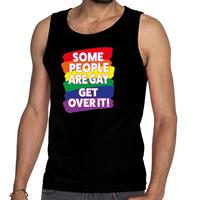 Bellatio Gayride some people are gay get over it! tanktop/mouwloos shirt - Zwart