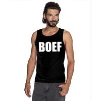 Bellatio Boef tekst singlet shirt/ tanktop Zwart