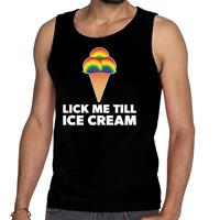 Bellatio Decorations Lick me till ice cream gaypride tanktop zwart heren -