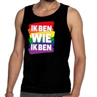 Bellatio Decorations Ik ben wie ik ben gay pride tanktop/mouwloos shirt zwart heren -