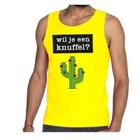 Bellatio Wil je een Knuffel tekst tanktop / mouwloos shirt Geel