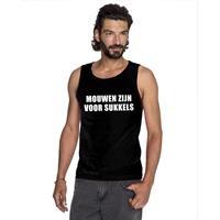 Bellatio Mouwen zijn voor sukkels tekst singlet shirt/ tanktop Zwart