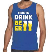 Bellatio Decorations Time to drink Beer tekst tanktop / mouwloos shirt blauw -