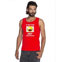 Bellatio Decorations Ik ben hier niet vrijwillig tanktop/ mouwloos shirt rood heren -