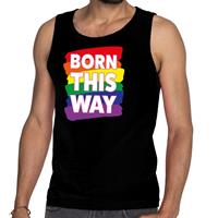 Bellatio Decorations Born this way gay pride tanktop/mouwloos shirt zwart heren -