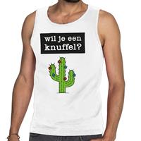 Bellatio Wil je een Knuffel tekst tanktop / mouwloos shirt Wit