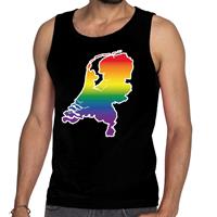 Bellatio Nederland/Holland gaypride tanktop zwart - regenboog singlet Zwart