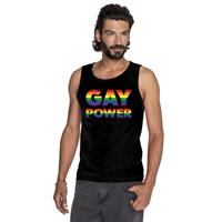 Bellatio Zwart Gay Power tanktop / mouwloos shirt heren - regenboog gay pride