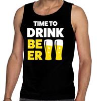 Bellatio Decorations Time to drink Beer tanktop / mouwloos shirt zwart heren -