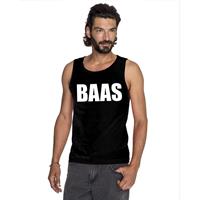 Bellatio Baas tekst singlet shirt/ tanktop Zwart