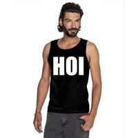 Bellatio Hoi tekst singlet shirt/ tanktop Zwart