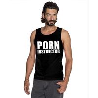 Bellatio Porn instructor tekst singlet shirt/ tanktop Zwart