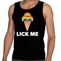 Bellatio Lick me gaypride tanktop/mouwloos shirt - Zwart