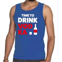 Bellatio Decorations Time to drink Vodka tekst tanktop / mouwloos shirt blauw -